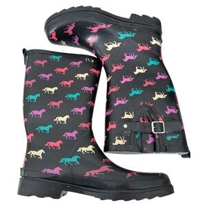 Western Chief Womens Tall‎ Rain Boots Horse Print Size 10 Colorful Equestrian